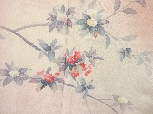  作家物　手描き友禅　枝花模様訪問着